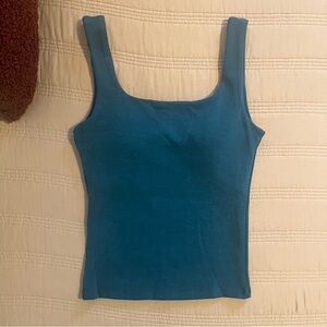 OGL Teal Tank Athletic Built in Bra Fitted Square Neck